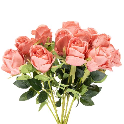 Kunstblume Rose Bund 12 Stück Langstiel 62cm Rosa Kunststoff/Seide | Floristik21.de