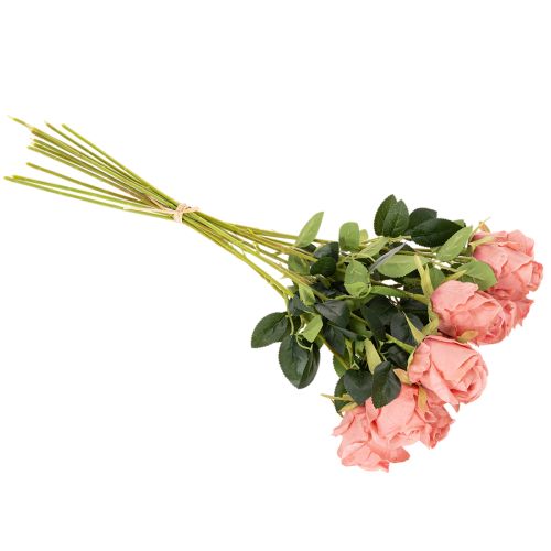 Kunstblume Rose Bund 12 Stück Langstiel 62cm Rosa Kunststoff/Seide | Floristik21.de