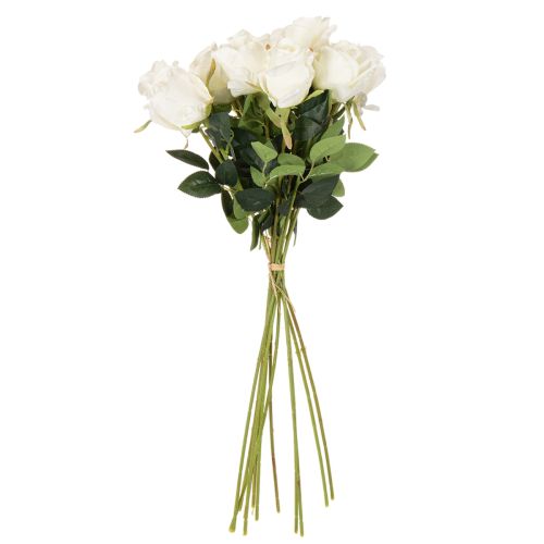 Kunstblume Rose Weiß Langer Stiel 62cm 12 Stück | Floristik21.de