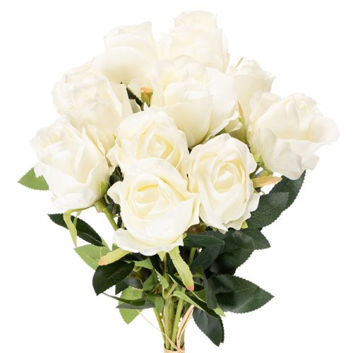 Kunstblume Rose Weiß Langer Stiel 62cm 12 Stück | Floristik21.de