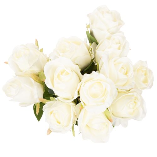 Kunstblume Rose Weiß Langer Stiel 62cm 12 Stück | Floristik21.de