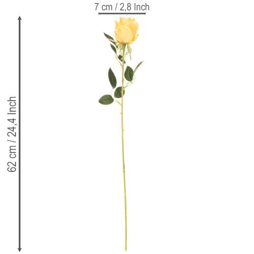 Künstliche Rose Gelb 62 cm mit langem Stiel, 12er-Set | Floristik21.de