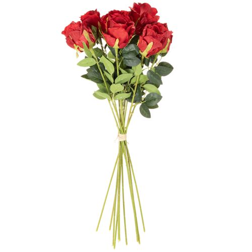 Künstliche Rose Rot 62cm 12er-Set mit langem Stiel | Floristik21.de