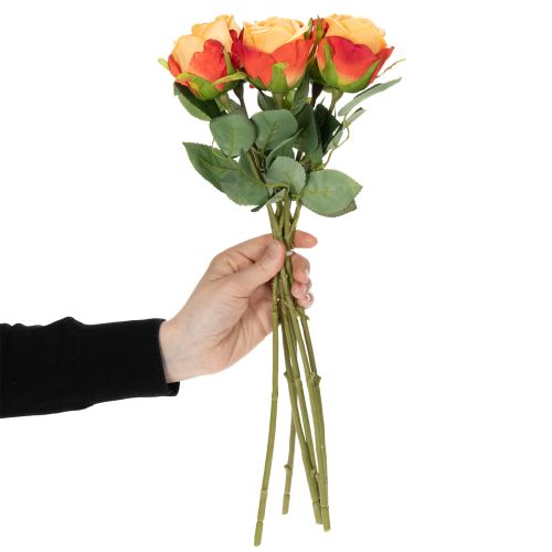 Artikel Kunstrosen-Arrangement mit 6 hochwertigen Rosen in Orange 44 cm für elegante Dekoration