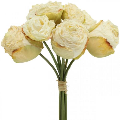 Floristik21 Künstliche Rosen, Seidenblumen, Rosenbund Cremeweiss L23cm 8St