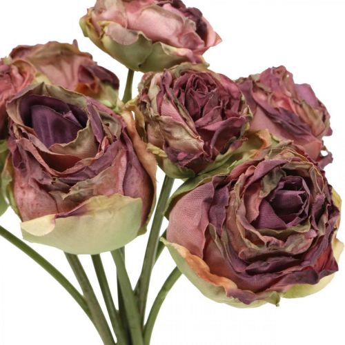 Floristik21.de Rosen L23cm 8St-00442 Antik-Rosa, Seidenblumen, künstliche Blumen