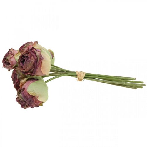 Floristik21.de Rosen Antik-Rosa, Seidenblumen, künstliche Blumen L23cm  8St-00442
