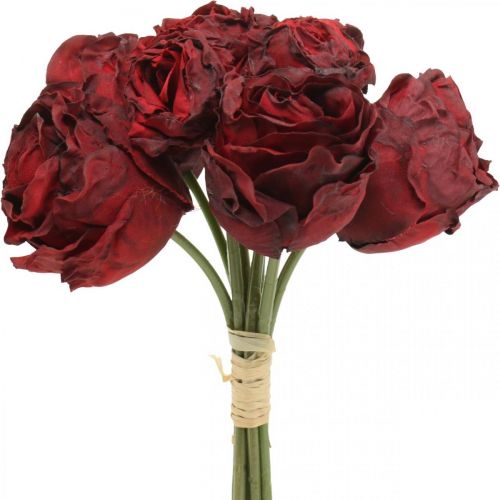 Kunstrosen Rot, Seidenblumen, Rosenbund L23cm 8St