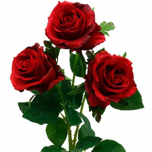 Floristik21 Rote Rose Kunstrosen Seidenblumen 3St