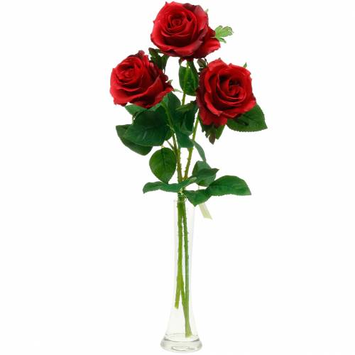 Floristik21 Rote Rose Kunstrosen Seidenblumen 3St