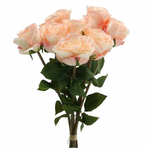 Floristik21 Rosenbouquet künstlich Apricot 8 St