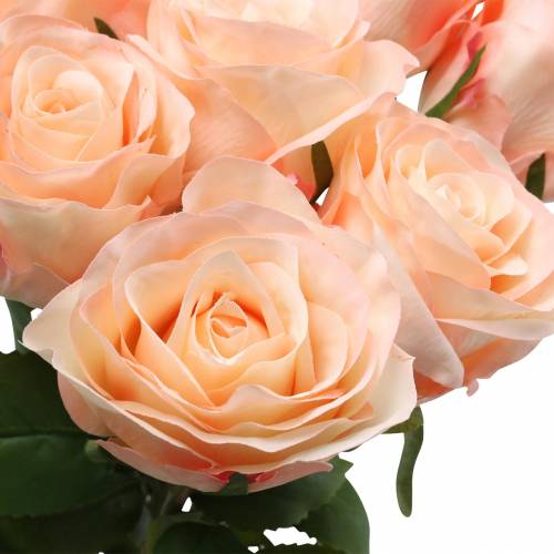 Floristik21 Rosenbouquet künstlich Apricot 8 St