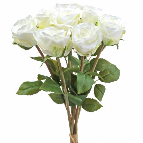Artikel Deko-Rose Seidenblumen im Bund Creme 36cm 8St