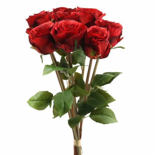 Floristik21 Rose im Bund künstlich Rot 36cm 8 St