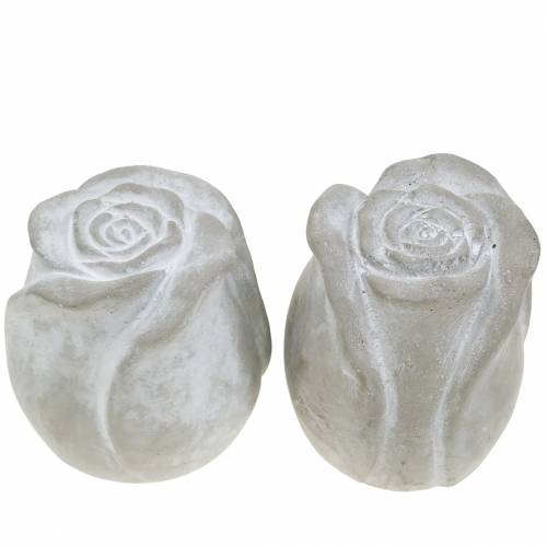 Floristik21 Grabschmuck Rose Grab-Dekoration Rosen aus Beton H7cm 6 St