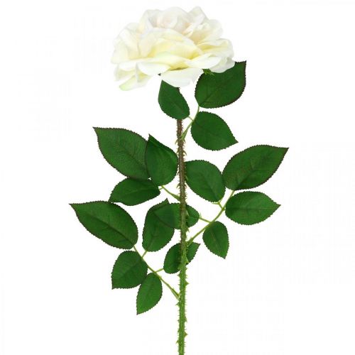 Floristik21 Seidenblume, Rose am Stiel, Kunstpflanze Cremeweiß, Rosa L72cm Ø13cm