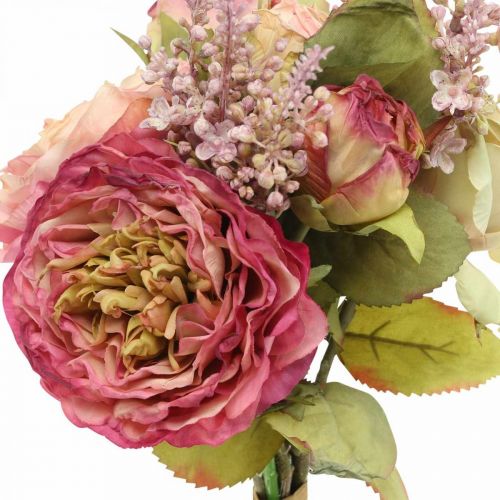Artikel Künstliche Rosen im Bund Herbstbouquet Rosa, Violett H36cm