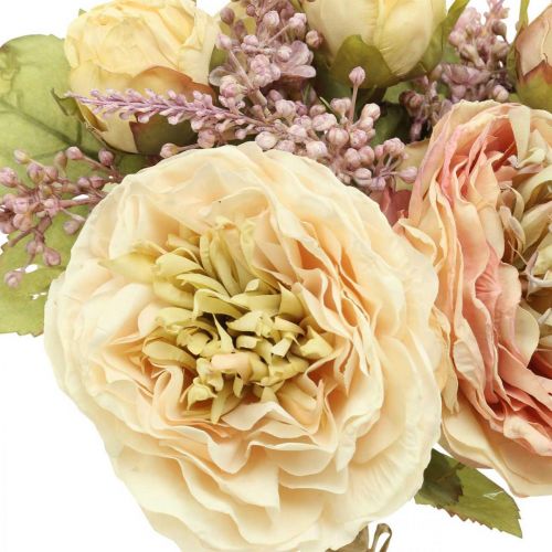 Rosen Kunstblumen im Bund Herbstbouquet Creme, Rosa H36cm