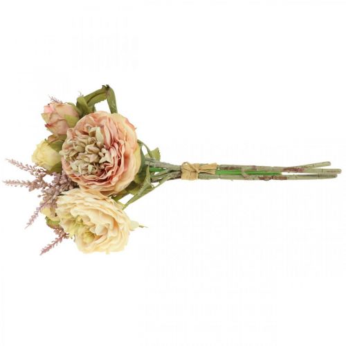 Rosen Kunstblumen im Bund Herbstbouquet Creme, Rosa H36cm