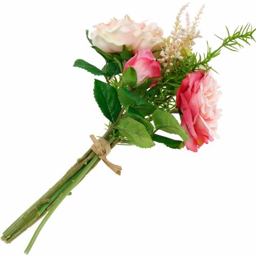 Rosenstrauß Künstlicher Rosen im Bund Rosa Seidenblumen Bukett