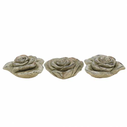 Floristik21 Beton-Rosen-Herz Grau, Apricot Ø13 H5cm 3 St