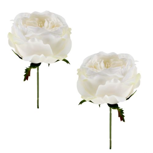 Floristik21 Rosenblüte Weiß 17cm 4St