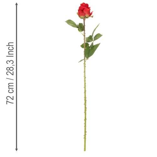 Rosenzweig Seidenblume Künstliche Rose Rot 72cm 3St | Floristik21.de