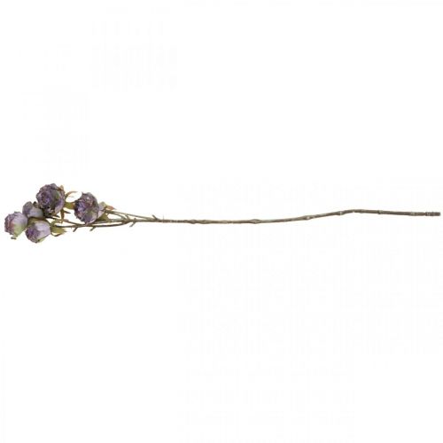 Rosenzweig, Seidenblume, Tischdeko, Kunstrose Lila Antik-Optik L53cm