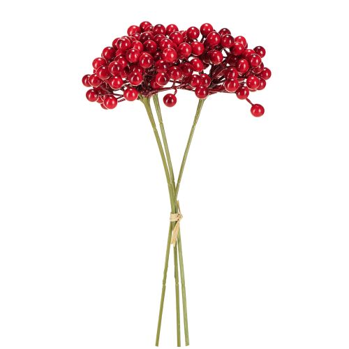 Floristik21 Weihnachtsdeko Rote Beeren Zweig Künstlich 27cm 3er Set