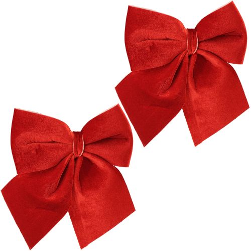 Floristik21 Rote Samtschleifen Dekoration – Festliche Geschenkschleifen Hellrot 20×25cm 2er Set