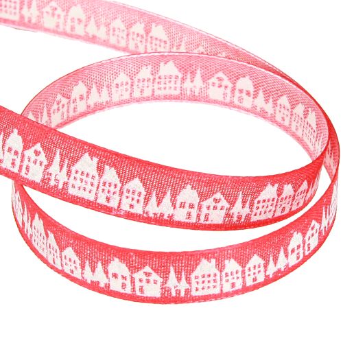 Artikel Rotes Weihnachtsband mit weißen Häuschen – festlich, dekorativ, hochwertig