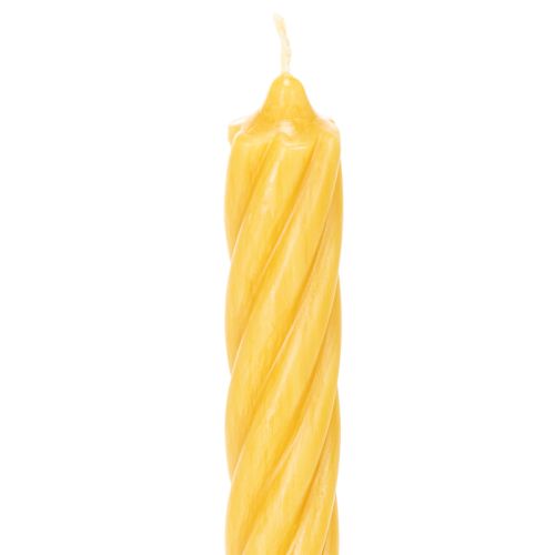 Gedrehte Stabkerzen aus Wachs, durchgefärbt, Gelb, 350 x 28 mm, 4 Stück | Floristik21.de