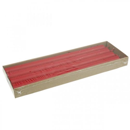 Floristik21 Rustic Kerzen Hohe Stabkerzen durchgefärbt Rot 350/28mm 4 St