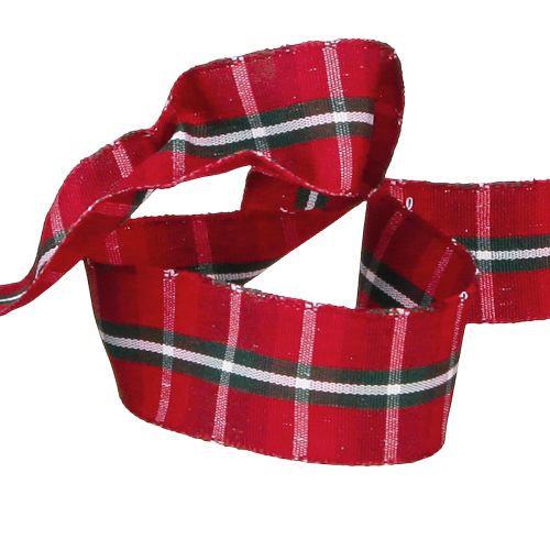 Artikel Versatile Rustic Checkered Ribbon Red 25mm Wide 15m Roll for Festive Decor