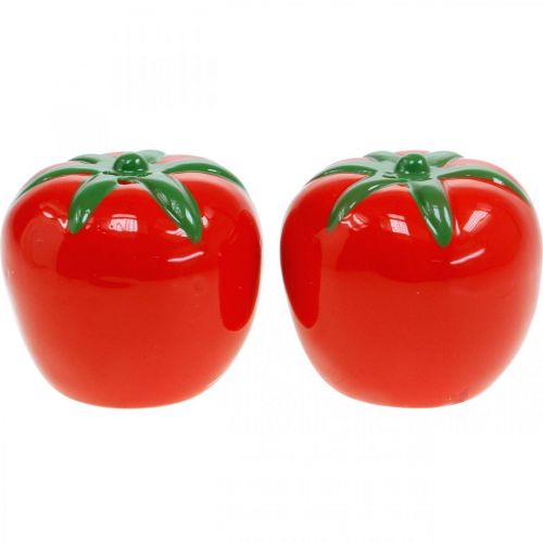 Floristik21 Pfeffer- und Salzstreuer, Tischdeko, Streuer-Set in Tomaten-Optik, Keramikdeko Ø6cm