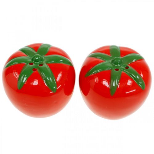 Pfeffer- und Salzstreuer, Tischdeko, Streuer-Set in Tomaten-Optik, Keramikdeko Ø6cm