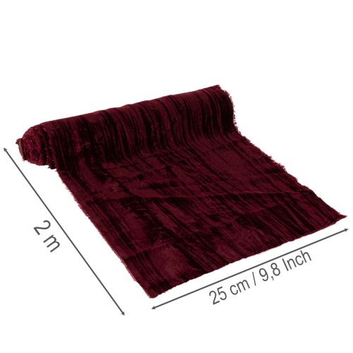 Samtband Polyester Crushed-Velvet Bordeauxrot 25 cm x 2 m für Dekoration und Basteln | Floristik21.de