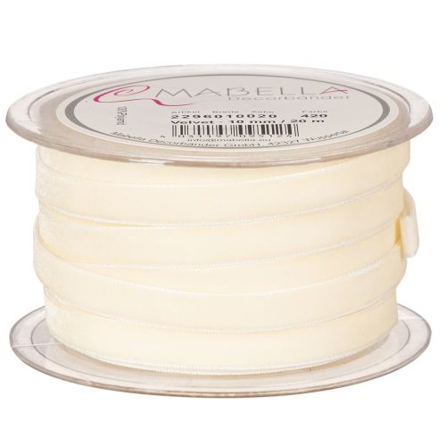 Samtband Rolle 10mm x 20m Creme Polyamid | Floristik21.de
