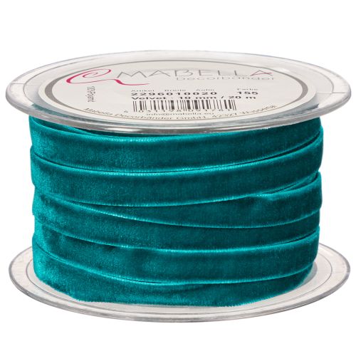 Samtband auf Rolle 10mm x 20m Petrol für Geschenkverpackungen und Dekoration | Floristik21.de