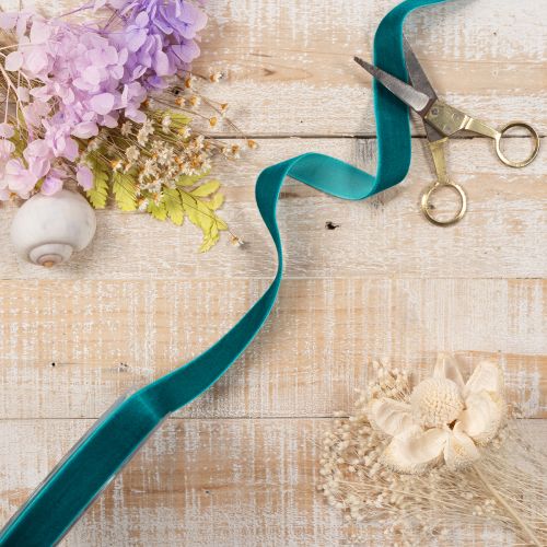 Dekoband Samt 20mm Petrolblau 10m Rolle | Floristik21.de