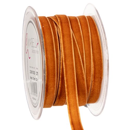 Dekoband Samt 10mm Orangebraun Rolle 20m Innenbereich