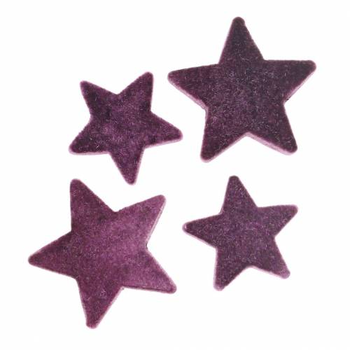 Streudeko Sterne beflockt Aubergine 4cm/5cm 40St