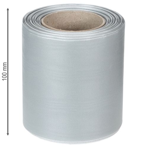 Artikel Satin Kranzband Silber 100mm 25m für Trauer, Gedenkkränze & Jubiläen, Wetterfest & Kompostierbar