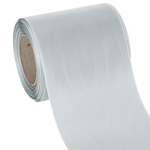 Satin Kranzband Silber 100mm 25m für Trauer, Gedenkkränze & Jubiläen, Wetterfest & Kompostierbar