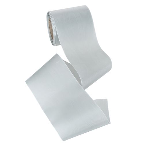 Artikel Satin Kranzband Silber 100mm 25m für Trauer, Gedenkkränze & Jubiläen, Wetterfest & Kompostierbar