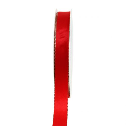 Artikel Satinband Rot mit Goldkante 15mm 40m