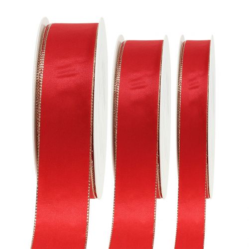 Floristik21 Satinband Rot mit Goldkante 40m