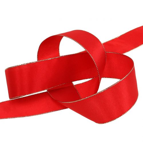 Floristik21 Satinband Rot mit Goldkante 40m