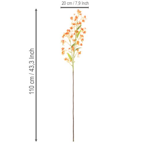 Kunstblume Orchideenzweig 110cm Orange 3er Set Innenbereich | Floristik21.de