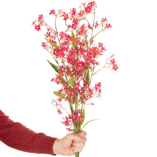 Künstlicher Blütenzweig Oncidium Orchidee 112 cm Pink Grün 3er Set | Floristik21.de